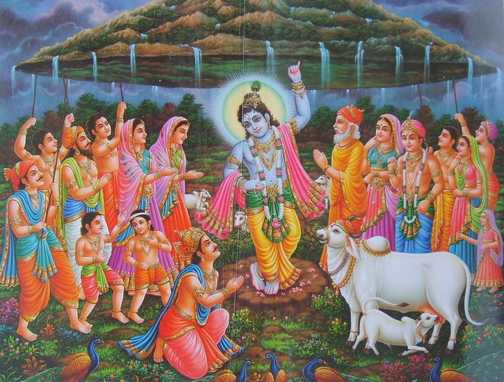 krishna-lifts-govardhana-hill