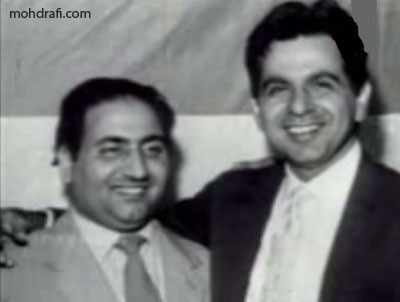 Dilip Kumar with his singing voice Mohammad Rafi