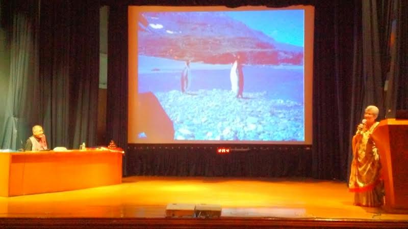 Mehar Moos delivering her Antarctica talk at INHS Asvini auditorium in Mumbai