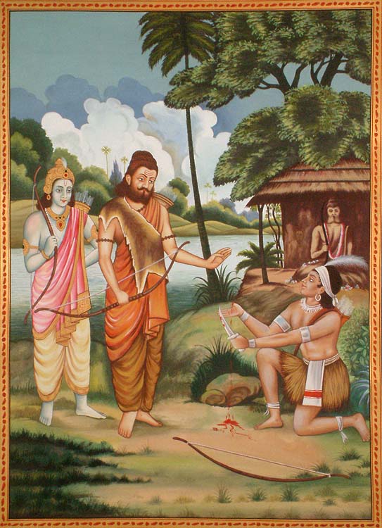 Eklavya made to cut off his arching thumb by Drona as 'Guru Dakshina' (Pic courtesy: mug.shainsingh.com)