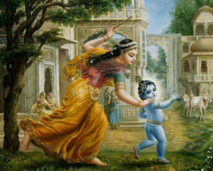 Yashoda, the foster mother of Krishna playing with him (Pic courtesy: www.iskconbangalore.org)