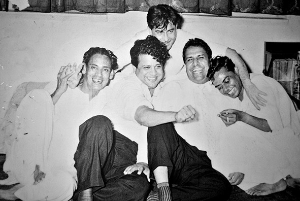 Shailendra (extreme right) with Hasrat Jaipuri and Shankar-Jaikishan (Pic courtesy: Cinema Sangeet)