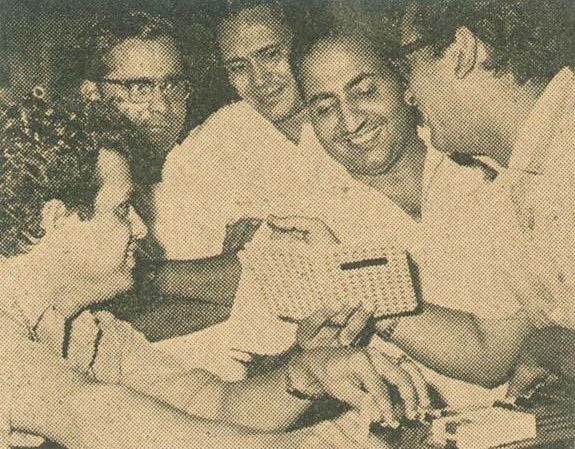 Mohammad Rafi with Shammi Kapoor, Hasrat Jaipuri and Shankar Jaikishan (Pic courtesy: mohdrafi.com)
