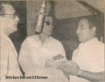 Mohammad Rafi with Guru Dutt and SD Burman